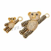 Cubic Zirconia Micro Pave Brass Pendant, Bear, plated, different size for choice & micro pave cubic zirconia, more colors for choice, Hole:Approx 3mm, 10PCs/Lot, Sold By Lot