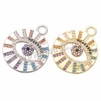 Rhinestone Brass Pendants, Round, plated, with rhinestone, more colors for choice, 20x1.80x24mm, Hole:Approx 3mm, 10PCs/Lot, Sold By Lot