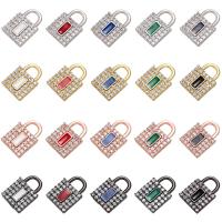 Cubic Zirconia Micro Pave Brass Pendant, with enamel, Lock, plated, DIY & different styles for choice & micro pave cubic zirconia, more colors for choice, 12*8mm, Hole:Approx 2.8mm, 10PC/Lot, Sold By Lot