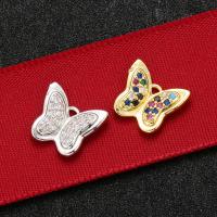 Rhinestone Brass Pendants Butterfly plated DIY & micro pave rhinestone 12*11mm Approx 1mm Sold By Lot