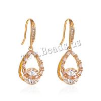 Brass Drop Earring, plated, fashion jewelry & for woman & with rhinestone, nickel, lead & cadmium free, 30x10mm, Sold By Pair
