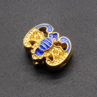Cloisonne Beads, Brass, gold color plated, DIY & enamel, nickel, lead & cadmium free, 13x11mm, 10PCs/Bag, Sold By Bag