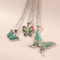 Zinc Alloy Jewelry Necklace Butterfly silver color plated rolo chain & for woman & change their color according to the temperature nickel lead & cadmium free Sold Per Approx 17.6 Inch Strand