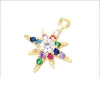 Cubic Zirconia Micro Pave Brass Pendant, Eight Point Star, plated, DIY & different size for choice & micro pave cubic zirconia, more colors for choice, 19*22,14*17,12*14mm, Hole:Approx 1mm, 10PC/Bag, Sold By Bag
