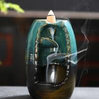 Backflow Incense Burner, Porcelain, handmade, for home and office & durable, 90x90x132mm, Sold By PC