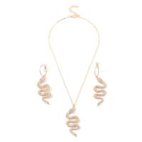 Zinc Alloy Jewelry Sets earring & necklace Snake for woman & with rhinestone nickel lead & cadmium free Sold By Bag