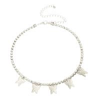 Zinklegierung Schmuck Halskette, Schmetterling, plattiert, für Frau & mit Strass, keine, frei von Nickel, Blei & Kadmium, verkauft per 12.75 ZollInch Strang