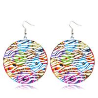 Brass Drop Earring, Round, for woman & hollow, multi-colored, nickel, lead & cadmium free, 50x72mm, 5Pairs/Bag, Sold By Bag