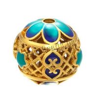 Hollow Brass Beads gold color plated DIY & enamel metallic color plated   Sold By Lot