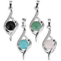 Gemstone Pendants Jewelry Brass with Gemstone plated fashion jewelry & DIY nickel lead & cadmium free Approx Sold By PC