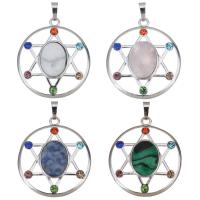 Gemstone Pendants Jewelry, Brass, with Gemstone, plated, fashion jewelry & DIY, more colors for choice, nickel, lead & cadmium free, 34x39x8mm, Hole:Approx 5x6mm, Sold By PC