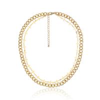 Collar de Aleación de Zinc, con 2.75 inch extender cadena, chapado en oro KC, para mujer & multi-hilera, chapado en color metálico, 42cm,45cm, Vendido para aproximado 17.7 Inch Sarta