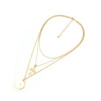 Mode Multi Layer halskæde, Zinc Alloy, med 2.75 inch extender kæde, KC guldfarve belagt, for kvinde & med rhinestone & multi-streng, metallisk farve forgyldt, 33cm,45cm, Solgt Per Ca. 17.7 inch Strand