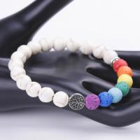 Gemstone & Colorful Lava Stone Bracelets with Zinc Alloy Beads plated fashion jewelry & Unisex 8mm Sold By Strand