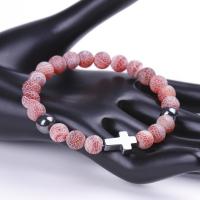 Agate Jewelry Bracelet Effloresce Agate with Elastic Thread plated fashion jewelry & Unisex 8mm Sold By Strand