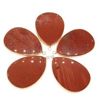Gemstone Pendants Jewelry, Natural Stone, Teardrop, plated, DIY & different designs for choice, more colors for choice, 52x52x3mm, Hole:Approx 2mm, Sold By PC
