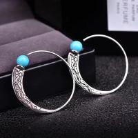 Thailand Sterling Silver Jewelry Earring 925 Sterling Silver for woman silver color nickel lead & cadmium free 35mm Sold By PC
