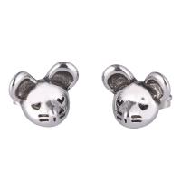Stainless Steel Stud Earrings 316L Stainless Steel Mouse fashion jewelry & for woman original color Sold By Pair