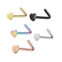 Stainless Steel Nose Piercing Jewelry, Heart, plated, fashion jewelry & Unisex, more colors for choice, 0.80x7x2mm, Sold By PC