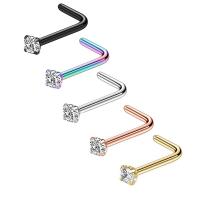 Stainless Steel Nose Piercing Jewelry plated fashion jewelry & Unisex & with rhinestone Sold By PC