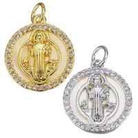 Cubic Zirconia Micro Pave Brass Pendant with Shell Round plated DIY & micro pave cubic zirconia Approx 3.5mm Sold By Lot