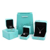 Cardboard Jewelry Set Box Leatherette Paper with Velveteen Square multifunctional 90*90*51mm 1/Box Sold By Box