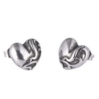 Stainless Steel Stud Earrings, Heart, fashion jewelry, silver color, Sold By Pair