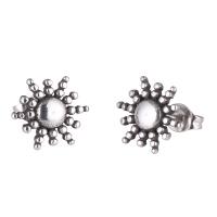 Stainless Steel Stud Earrings, Sun, fashion jewelry, silver color, Sold By Pair