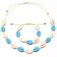 Tibetan Style Jewelry Sets, bracelet & necklace, Shell, with Tibetan Style, plated, fashion jewelry & Unisex, more colors for choice, 16-28CMuff0c28-68CM, Sold By Set