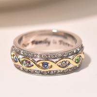 Brass Finger Ring & for woman & with rhinestone gold nickel lead & cadmium free 8mm Sold By PC