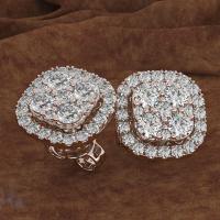 Pendiente de la joyería de plata esterlina, metal, para mujer & con diamantes de imitación, más colores para la opción, 15x11mm, Vendido por Par