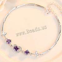 925 Sterling Silver Bangle Bracelet plated micro pave cubic zirconia & for woman Sold Per 6.29 Inch Strand