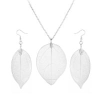 Zinc Alloy Jewelry Sets earring & necklace Leaf plated 2 pieces nickel lead & cadmium free  Length 31.49 Inch Sold By PC