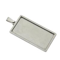 Stainless Steel Pendant Setting, Rectangle, original color, 50x22x2mm, Hole:Approx 6.5x3.3mm, Inner Diameter:Approx 38x19mm, 10PCs/Bag, Sold By Bag