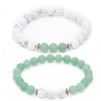 Natural Howlite & Rose Quartz Gemstone Bracelets turquoise with Elastic Thread fashion jewelry & Unisex 8mm Sold By Strand