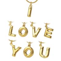 Edelstahl Schmuck Halskette, mit Verlängerungskettchen von 1.96 inch, Alphabet-Buchstabe, goldfarben plattiert, unisex & verschiedene Stile für Wahl, metallische Farbe plattiert, 13x21mm, verkauft per ca. 19.68 ZollInch Strang