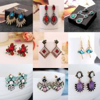 Tibetan Style Drop Earrings, plated, fashion jewelry & different styles for choice & for woman & with rhinestone, more colors for choice, nickel, lead & cadmium free, 15x15x3cm, Sold By Pair