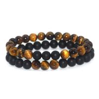 Natural Tiger Eye Bracelets plated fashion jewelry & Unisex 8mm Length 7.5 Inch Sold By Pair
