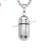 Stainless Steel Cinerary Casket Pendant, plated, fashion jewelry & Buddhist jewelry & Unisex, more colors for choice, 28x13mm, Sold By PC