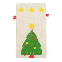 Jewelry Pouches Bags Linen durable & Christmas Design green Sold By Set