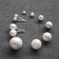 Shell Pearl Half Hole Bead, Round, DIY & different size for choice, white, Sold By PC