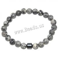 Natural Gemstone & Hematite Beads Bracelets with Elastic Thread plated fashion jewelry & for man 8mm Sold By Strand
