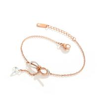 Titanium Steel Bracelet & Bangle Bowknot polished for woman rose gold color 170+50mm Sold By Lot