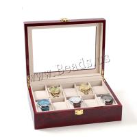 Watch Display, Wood, Rectangle, painted, durable & 10 cells, red, 265*210*90mm, Sold By PC