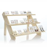 Wood Earring Display, Trapezium, multilayer & different size for choice, beige, 400*220*175mm, 1/PC, Sold By PC