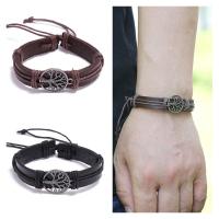 Men Bracelet, Faux Leather, with Tibetan Style, fashion jewelry & Unisex, more colors for choice, 170x12mm, Sold By PC