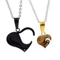 Titanium Steel Couple Pendant durable & Korean style & for couple & with rhinestone black Sold By Pair