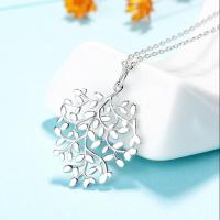 925 Sterling Silver Pendant, Leaf, platinum plated, for woman & hollow, 27x19mm, Sold By PC