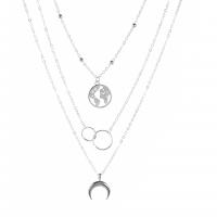 Multi Layer Necklace Alloy with Zinc Alloy Moon plated With Pendant & multilayer & for woman 360*20 450*25uff0c500*20mm  Sold By Bag