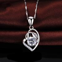 Cubic Zirconia Brass Pendants, Cupronickel, Heart, plated, micro pave cubic zirconia & for woman, more colors for choice, 26*13mm, 3Bags/Bag, 2PCs/Bag, Sold By Bag